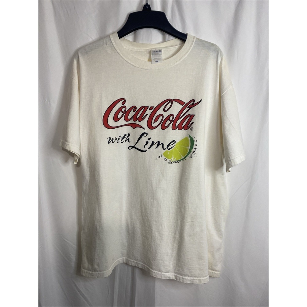 Coca-Cola T-Shirt Mens‎ XL White Good Vintage Coke with Lime Graphic Anvil Tee